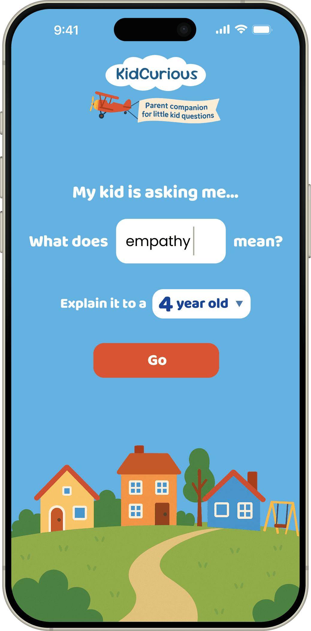 KidCurious question input screen